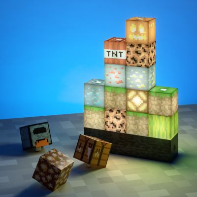 Lámpara de bloques de Minecraft con 16 elementos