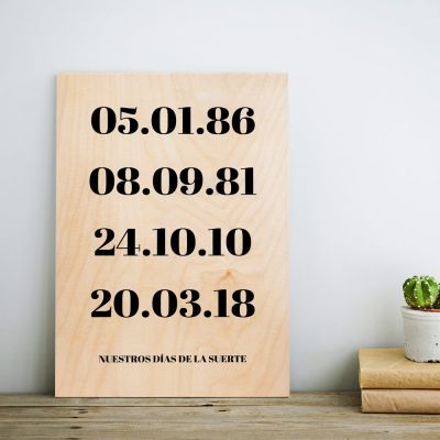 Cuadro de madera personalizable: fechas importantes