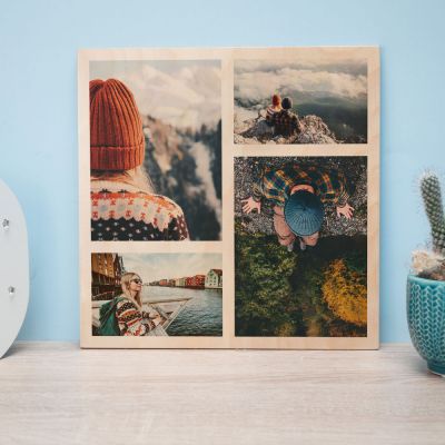 Cuadro de madera personalizable con 4 fotos