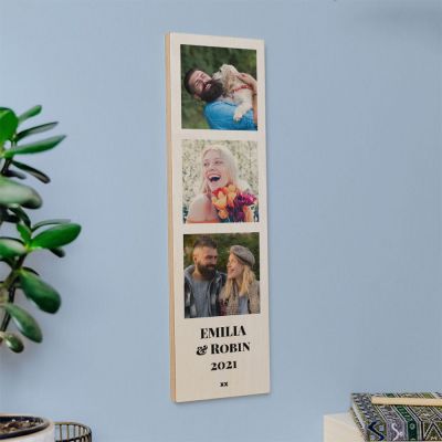 Cuadro de madera personalizado con 3 fotos y texto