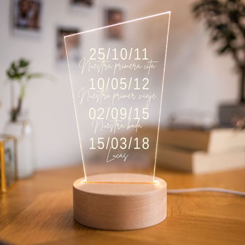 Lámpara LED personalizada con fechas importantes