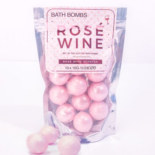 Bombas de baño de vino rosado